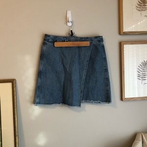 Loft Denim Raw Edge Skirt